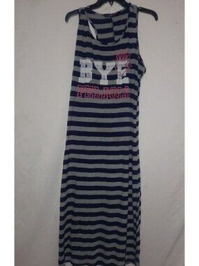 Myth L Navy Gray Striped Maxi Tank Dress Bye Felicia